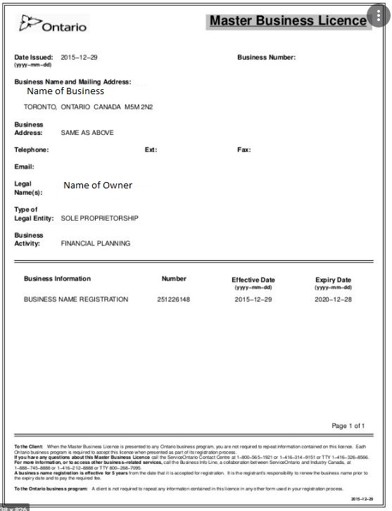 Sole Proprietorship Certificate